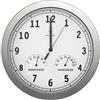 BonVIVO Orologio Da Parete 30cm Radiocontrollato Silenzioso - Alluminio Nero/Bianco/Argento Con Termometro E Igrometro - 3