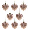 Christmas Concepts® Confezione da 8-60mm (2.4) Palline dell'albero di Natale a forma di cuore - Palline decorate con glitter (Oro rosa)