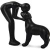 Kityemo Statua in Ceramica di Cane Carino in Nero - Scultura Canina Decorativa, Regalo per Amanti degli Animali, Decorazione per Casa/Ufficio, Scultura di Uomo e Cane