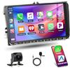 Motorsi 4GB+64GB Autoradio con carplay per VW Passat Golf 5 MK5 MK6 Jetta Polo Touran Sedile Sharan, 9 Stereo Bluetooth con GPS Collegamento a Specchio WiFi RDS/FM Radio Hi-Fi+Backup Telecamera