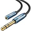 MillSO Adattatore audio jack da 6,35mm maschio a jack da 3,5mm prolunga per cuffie con contatti placcati in oro 24K per cuffie, altoparlante, chitarra, amplificatore per basso e sistema HiFi - 0.3m