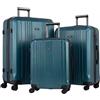 FERGÉ set di 3 valigie viaggio CANNES - bagaglio rigido dure leggera 3 pezzi valigetta 4 ruote blu