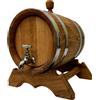 Wooden World - Botte in legno di rovere con rubinetto su supporto - Botte per vino, whisky, brandy - 10 litri