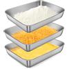 Generisch Set di 3 vaschette da panier, 25 x 19 x 5 cm, in acciaio inox, per panierstraße cotolette, ciotola rettangolare in acciaio inox, ciotola per impanare pesce, carne e verdure