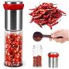 OurLeeme Macinino peperoncino in acciaio inox e vetro, per spezie grossolane e peperoncini secchi, macina spezie, macinaspezie con coperchio protettivo per aromi, 170 ml