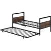 LIFEZEAL Struttura Letto Estraibile, 90 x200 cm, Letto Singolo a Doghe, con Secondo Letto, Salvaspazio, Robusto, per Adulti, Bambini, in Metallo, Rete, Telaio, Base, Piattaforma, Cameretta, Dormitorio