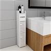 Supfine Armadietto su base per bagno, piccolo mobile portaoggetti per WC, mobile di stoccaggio, ripiano regolabile, supporto per carta igienica (17 x 15 x 78 cm - 2 ante, colore: bianco