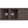 Elleci Best 500 LKB50087 Lavello 2 vasche con gocciolatoio Reversibile Sopratop 116 x 51 cm finitura Keratek Cocoa 87