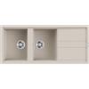 Elleci Best 500 LGB50039 Lavello 2 vasche con gocciolatoio Reversibile Sopratop 116 x 51 cm finitura Granitek Bianco Soft 39