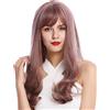 WIG ME UP - D048-612 Parrucca Donna Lunga Liscia Punte ricce Frangetta Rosa pastello scuro