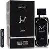 RESAES Resistant and aesthetic Hayaati - Profumo 100 ml, profumo arabo di lunga durata, Eau de Parfum importato da Dubai, con atomizzatore ricaricabile da 5 ml, fragranza orientale e legno per uomini e donne (nero)