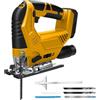 Roadtime Seghetto alternativo senza fili compatibile con batteria Dewalt da 20 V (senza batteria), sega elettrica con smussatura a 45°, 6 velocità, 4 orbitali, tubo antipolvere, righello guida e 5 lame per il