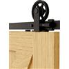 BONIKLUBA Binario per Porta Scorrevole 203cm Kit Porta Scorrevole Nera per 1 Porte Scorrevoli Interno Esterno Muro 101cm Larga, Centrale Ruota T-forma