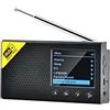 burko Radio digitale DAB e FM con BT, radio digitale portatile, ricevitore DAB+FM ricaricabile con sistema audio stereo altoparlante LCD, multilingue