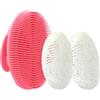 INNERNEED Spazzola per la pulizia della pelle in morbido silicone per uso alimentare, con custodia in spugna esfoliante (spazzola rosa)