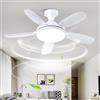 Cucummn 32" Plafoniera Con Ventilatore Silenzioso Reversibile Cameretta Ventilatore A Soffitto Con Luce E Telecomando 3 Velocità Dimmerabile LED Soggiorno Lampadario Con 5 Pale Ventilatore Luminoso Bianco