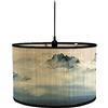 Morbuy Paralume a Tamburo in Bambù Montagna e Acqua Motivo Paralume Sostituibile per E27 Lampada da Tavolo, Lampadario, Lampada da Terra, Lampada Accessorio, Decorazioni per Casa (blu S)