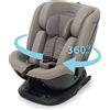 Foppapedretti Seggiolino Auto Clock I-Size, Seduta Girevole a 360°, per bambini da 40 a 150 cm di altezza, 0-12 anni, conforme ECE R129, Fissaggio Dualfix (Isofix e non), Safe Body Protection, Desert