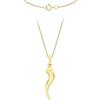 CARISSIMA Ciondolo corno medio da donna in oro giallo 9 ct su collana curb, 46 cm