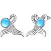 Aurora Tears Collane a coda di sirena/Stud orecchini/anelli in argento Sterling 925 sliver balena coda di pesce delfino gioielli regali per le donne, Zirconia cubica
