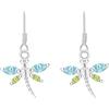 Tuscany Silver Orecchini pendenti libellula con cristalli acquamarina e verdi in argento sterling per donna