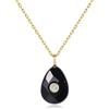 COAI Collana da Donna in Acciaio Inox Placcato Oro con Ciondolo Goccia di Ossidiana Nera Pietra Naturale, Collana Ossidiana Nera da Donna