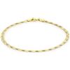 CARISSIMA Bracciale da donna in oro giallo 9 ct con tre fili spina di pesce intrecciata, 18 cm