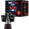 Bialetti Set Mini Express Stranger Things, 2 Bicchierini Termosensibili in ceramica inclusi, Cambia colore, Non adatta all'induzione, Nero, 2 Tazze