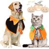 KASESSS 1 Pezzi Mantello di Halloween Animali, Halloween Vestiti per Gatti, Costume da Vampiro per Cani e Gatti Doppia Faccia Utilizzabile, Puntelli Cosplay Decorazione di halloween Arancione Nero M