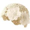 Wasise Cappello all'uncinetto - Cappelli estivi da donna, elegante berretto con fiore di perle e strass, cappello floreale all'uncinetto per donna, berretto estivo, cappelli da donna,, Beige, 6 3/8-6