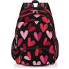Mexpekil Zaino scolastico per bambini con motivo a cuore rosa rosso e rosso per ragazzi ragazze bambini zaini per laptop borsa per libri zaino casual zaino per donne uomini
