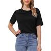 Allegra K Donna Camicetta Maniche Corte Elasticizzata Bluse con Scollo A Cappuccio T-Shirt Camicie Casuale Nero XL