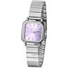 JewelryWe Orologio da Polso Quadrato da Donna: Orologio CInturino in Acciaio Inossidabile Regolabile Semplice Quadrante Piccolo