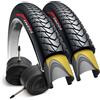Fincci Set 2 Copertoni 700x35c (37-622) e 2 Camere d'aria Presta/Shrader - Pneumatici Pieghevoli con Protezione Antiforatura 1mm - Completo per Bici Ibrida, Trekking e City Bike - Leggeri e Resistenti