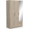 Demeyere 391391 Armadietto Guardaroba con Specchio e Armadio Moderno a 3 Ante 2 Cassetti 4 Nicchie, Colore Rovere Kronberg, 119.4 x 51.1 x 203 cm, Legno Ingegnerizzato, Grigio