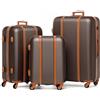 FERGÉ set di 3 valigie viaggio MILANO - bagaglio rigido dure leggera 3 pezzi valigetta 4 ruote marrone