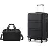 KONO set di 2 Valigia Bagaglio a Mano Rigida e Leggera ABS Trolley 55cm con 4 Ruote Rotanti e Lucchetto TSA & Borsa da Viaggio 40x20x25 Ryanair, Nero