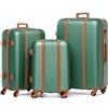 FERGÉ set di 3 valigie viaggio MILANO - bagaglio rigido dure leggera 3 pezzi valigetta 4 ruote verde