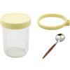 Hsthe Sea Contenitori per Avena Notturna con coperchi e cucchiai - Barattoli per Conserve in Vetro da 350 ml con tacche di misurazione per Avena Notturna, insalate, Yogurt, Cereali (Giallo)