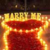 gobutend 2031 pezzi di lettere illuminate per la decorazione della proposta, segno sposarmi con 24 candele senza fiamma di cuore, 2000 petali di rosa per proposta di matrimonio, decorazione notturna romantica