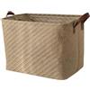 Spesh Cesto portaoggetti in iuta con manici, 38 x 27 x 28 cm, pieghevole, in tessuto naturale, quadrato, per mensole, bagno, armadi (consistenza grossolana)