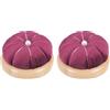 QUARKZMAN 2Pezzi Base in Legno Puntaspilli Cuscino Stile Giapponese Carino Porta Aghi Puntaspilli Rotondi per Cucire Quilting Ricamo Artigianato Fai da Te, Rosso Scuro