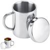 Beufee Tazza Con Coperchio, Tazze Da Caffè in Acciaio Inossidabile, Tazza Da Caffè in Metallo Tazza Da Tè A Doppia Parete Tazza Termica Con Manico Per Campeggio All'aperto Tazza Da Viaggio(M)