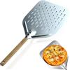 Yuiturt Pala per pizza perforata, 40 x 30 cm, 12 pollici, in lega di alluminio, per pizza professionale, con grande superficie e manico rimovibile (argento)