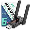 Yiko Adattatore Bluetooth USB 6.0, USB Bluetooth Dongle 150M Langstrecken-Bluetooth Stick Low Latency, Plug & Play, con Windows 10/8.1/11