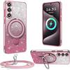 XCYYOO Cover Brillantini con Cordino per Samsung Galaxy A55 5G,[DIY Supporto] Custodia Trasparente Antiurto Silicone TPU con Laccio Tracolla Supporto Case,Cover con Collana per A55 5G Samsung,Pink