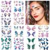 cobee 100 Pezzi Halloween Tatuaggi Temporanei Viso, 12 Fogli Glitter Farfalla Adesivi Tatuaggi Finti Bling Metallico Lentiggine Tatuaggio Trasferimento Acqua Tatuaggio Arte Viso Braccio Corpo Adesivo