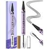 iMethod Matita per sopracciglia e gel per sopracciglia - microblading con punta a 4 forchette e gel Brow trasparente, magica 2 in 1 doppia estremità per sopracciglia piene, colore nero