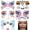FOSDICK 5 Pezzi Adesivi per Tatuaggi, Glitter Tatuaggi Facciali, Tatuaggio Temporaneo Viso di Animale, Leopardo, Cigno, Farfalla, Gatti, Palcoscenico di Ghiaccio, per Mascherata, Festa, Performance