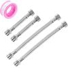 ROSYLEVE 4 Pezzi Tubo flessibile 3/8, 20 cm/10 cm Tubo di Connessione Flessibile con Nastro Sigillante, Flessibile Rubinetto Cucina 3/8 Intrecciato in Acciaio Inox per Rubinetto, Bagno WC